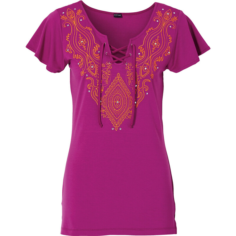 BODYFLIRT Shirt kurzer Arm in lila für Damen von bonprix