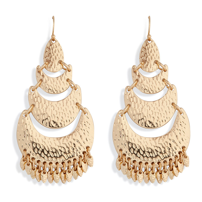 R.J.Graziano Textured Chandelier Earrings with Fringe