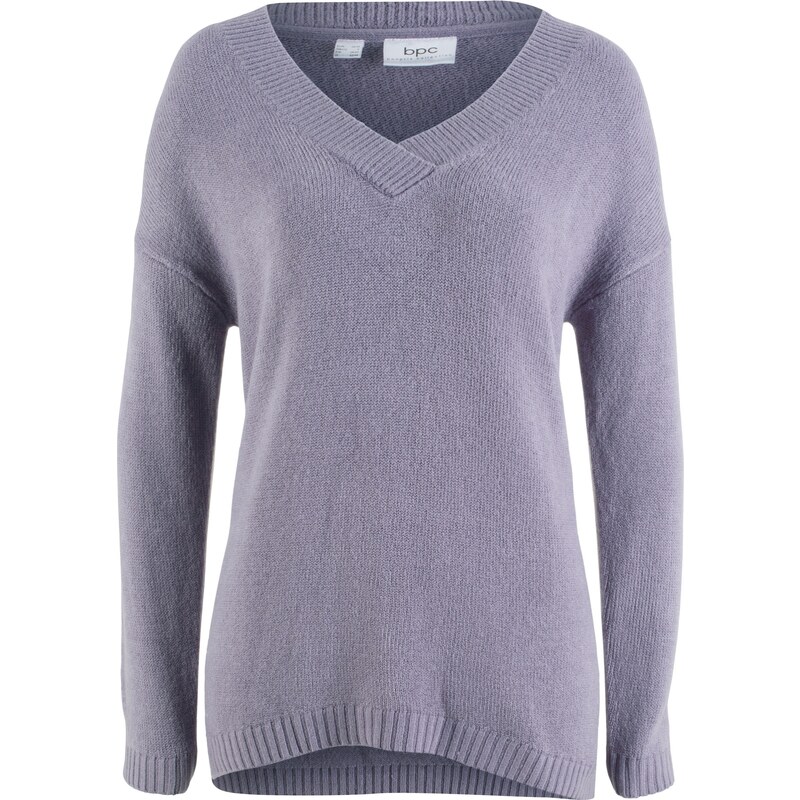 bpc bonprix collection Oversize-Pullover mit tiefem V-Neck langarm in lila für Damen von bonprix
