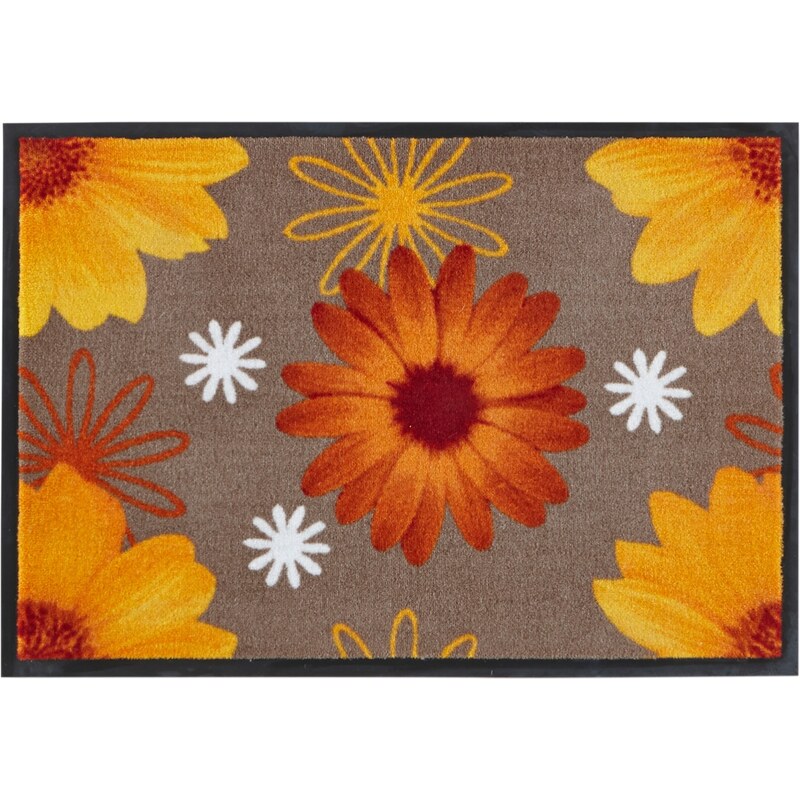Fußmatte mit Blumenmotiv orange bonprix