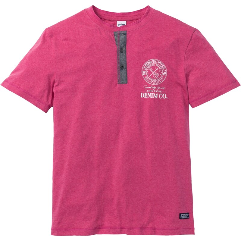 John Baner JEANSWEAR T-Shirt mit Knopfleiste Regular Fit kurzer Arm in pink für Herren von bonprix