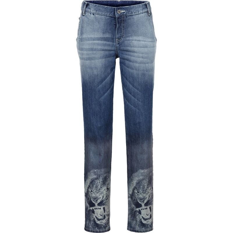 RAINBOW Boyfriend Jeans mit Print in blau für Damen von bonprix