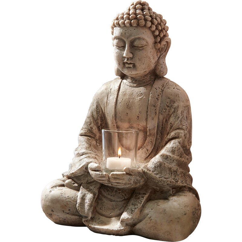 Deko-Figur Buddha mit Teelichthalter grau bonprix