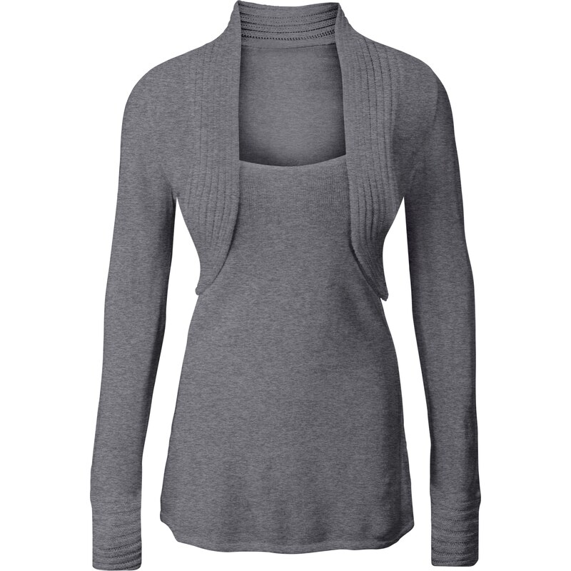 BODYFLIRT Bolero-Pullover langarm in grau für Damen von bonprix
