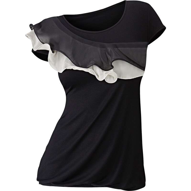 BODYFLIRT Shirt kurzer Arm figurumspielend in schwarz für Damen von bonprix
