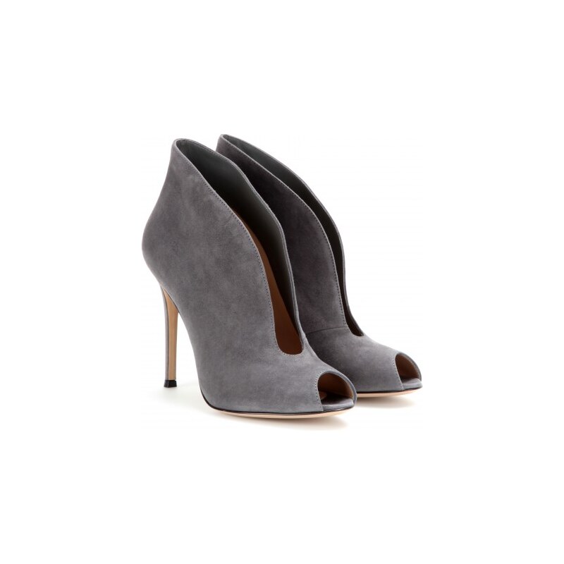 Gianvito Rossi Vamp Suede Peep-toe Ankle Boots