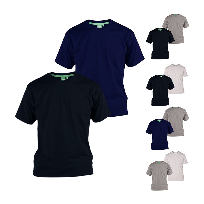 Lesara 2er-Set D555 T-Shirt aus Baumwolle - Schwarz & Grau - XXL