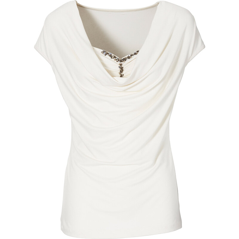 BODYFLIRT Shirt figurbetont in weiß (Rundhals) für Damen von bonprix