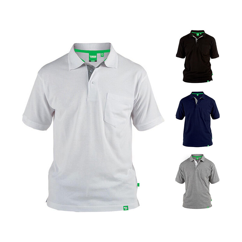 Lesara D555 Poloshirt mit farblich abgesetzter Knopfblende - Weiß - 4XL