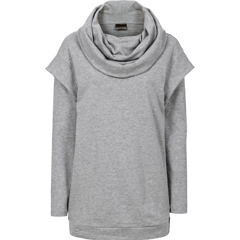 RAINBOW Sweatshirt mit Schalkragen langarm in grau für Damen von bonprix