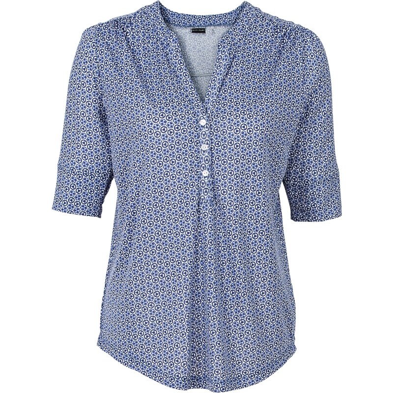 BODYFLIRT Shirt mit Knopfleiste halber Arm in blau für Damen von bonprix