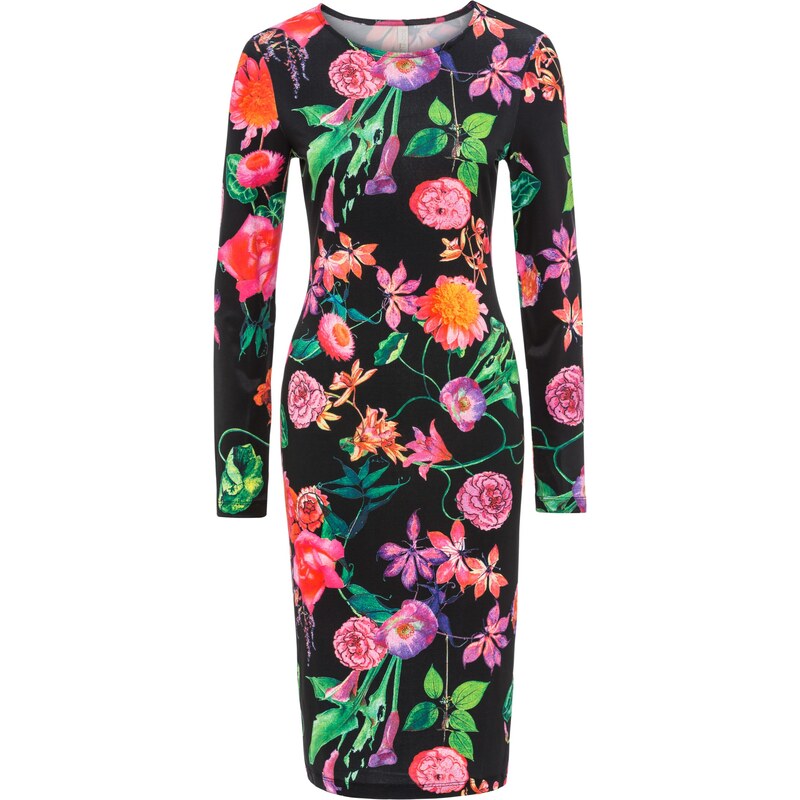 BODYFLIRT boutique Kleid mit Blumenprint langarm in schwarz von bonprix