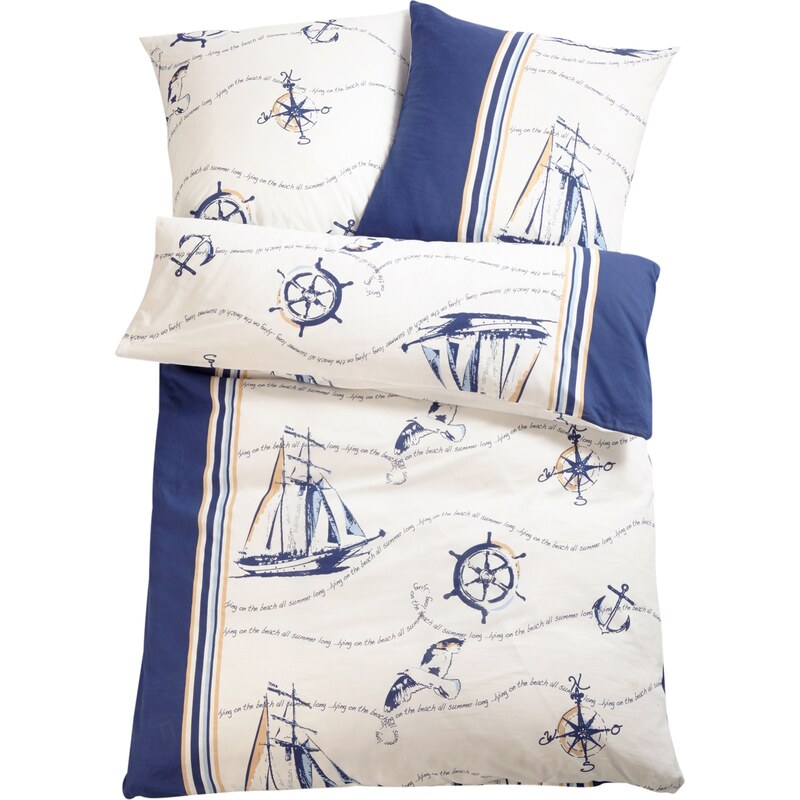 Bettwäsche mit maritimen Design blau bonprix