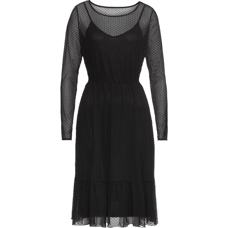 RAINBOW Mesh-Kleid langarm in schwarz von bonprix