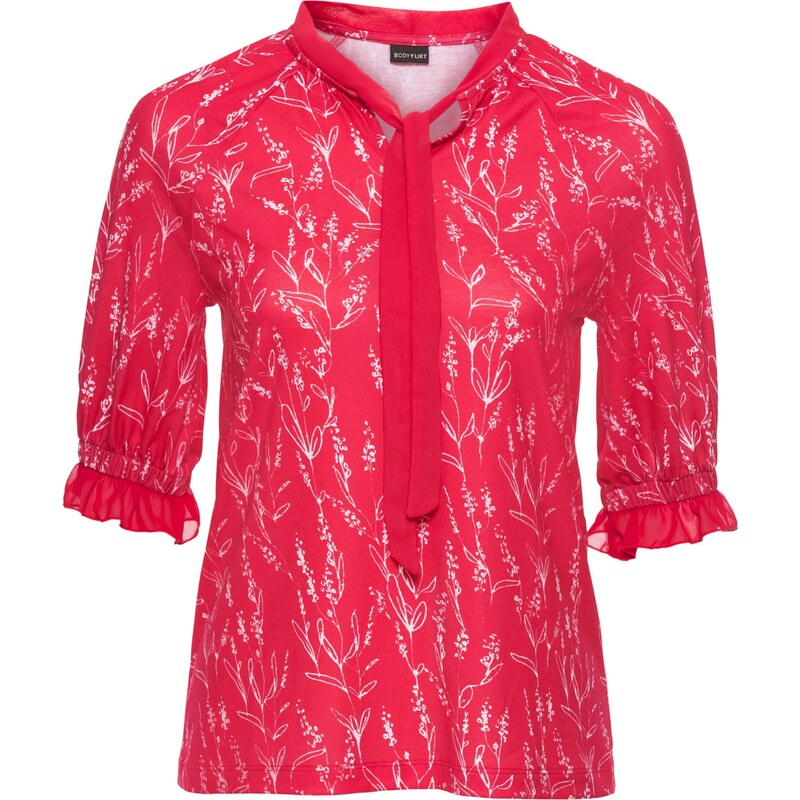 BODYFLIRT Shirt mit Schluppe halber Arm in rot für Damen von bonprix