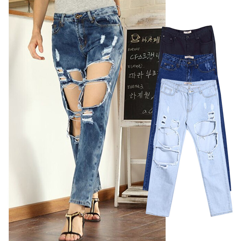 Lesara Jeans im Destroyed-Design - W28 - Schwarz
