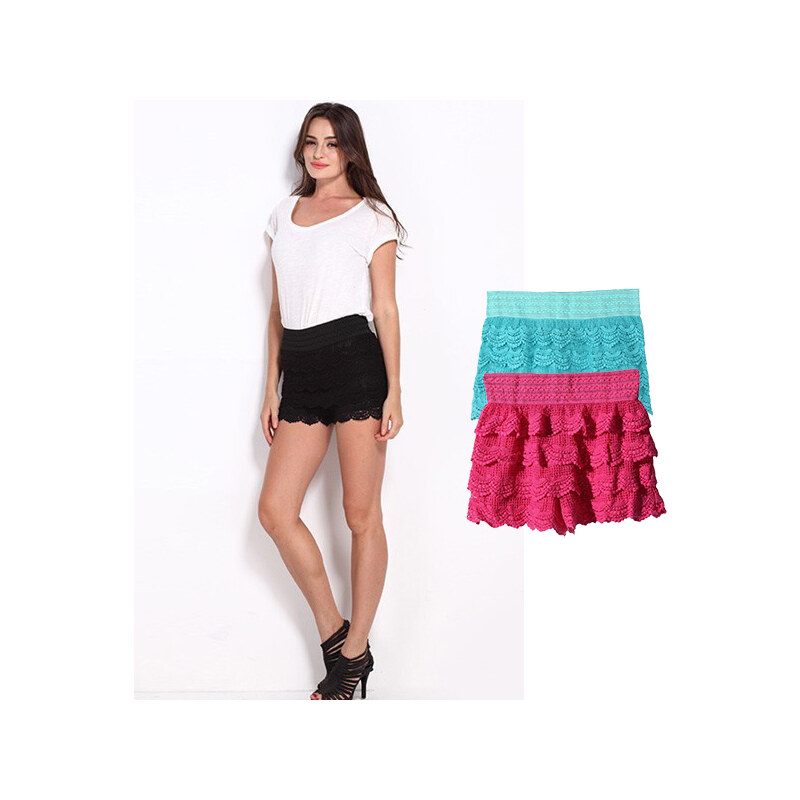 Lesara Shorts mit Rüschen - Rosé - XL