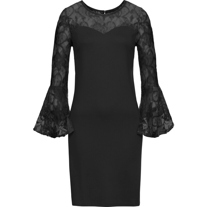 BODYFLIRT Jersey-Kleid mit Trompetenärmeln 3/4 Arm in schwarz von bonprix