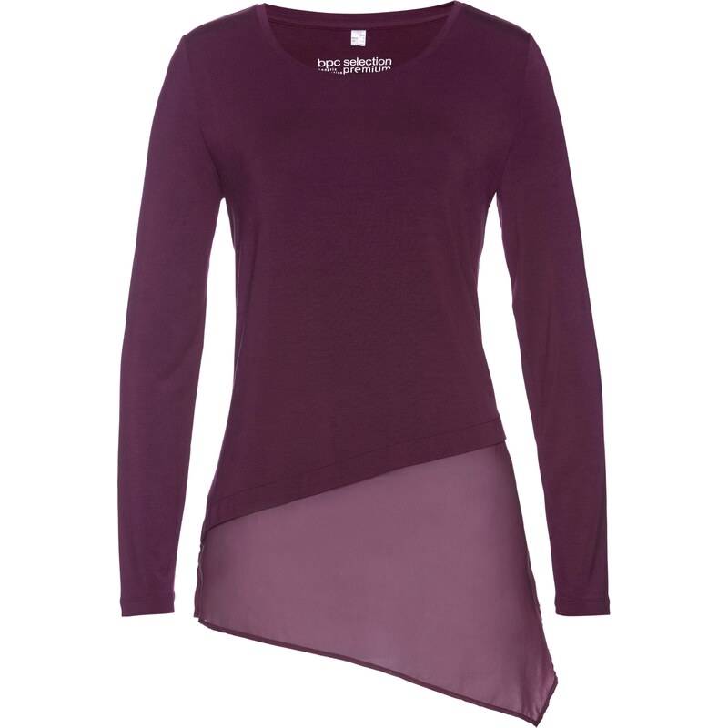 bpc selection premium Premium Longshirt mit Chiffon langarm in lila für Damen von bonprix