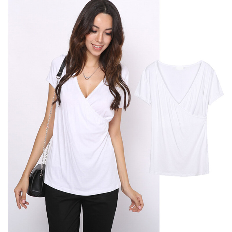 Lesara T-Shirt mit Cache-Coeur-Ausschnitt - S