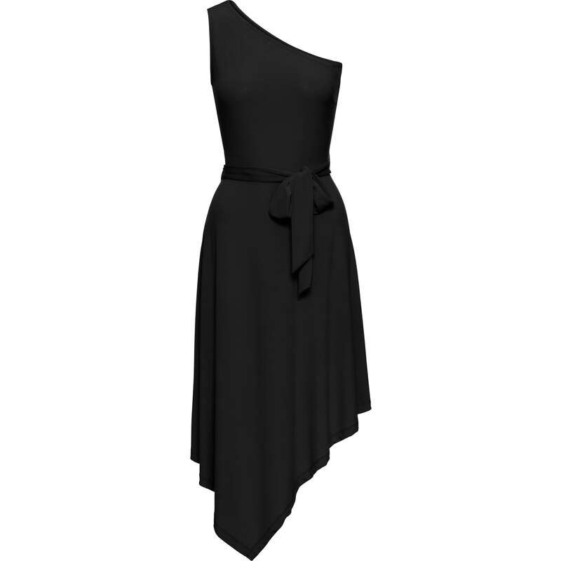 BODYFLIRT boutique One-Shoulder Kleid mit Gürtel ohne Ärmel in schwarz von bonprix