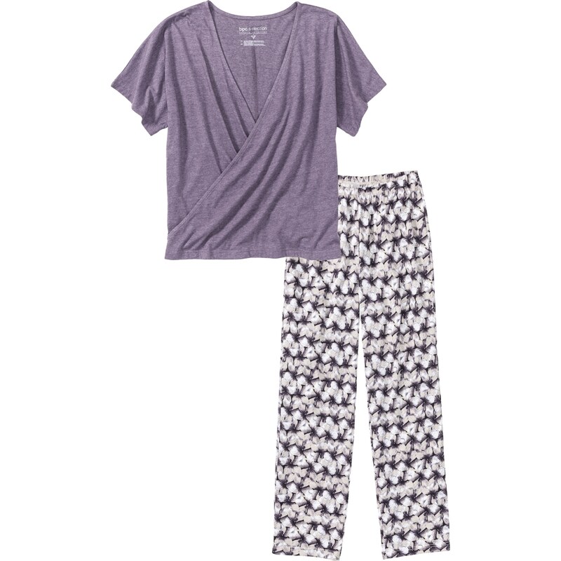 bpc selection Pyjama mit Shirt in Wickeloptik kurzer Arm in lila für Damen von bonprix