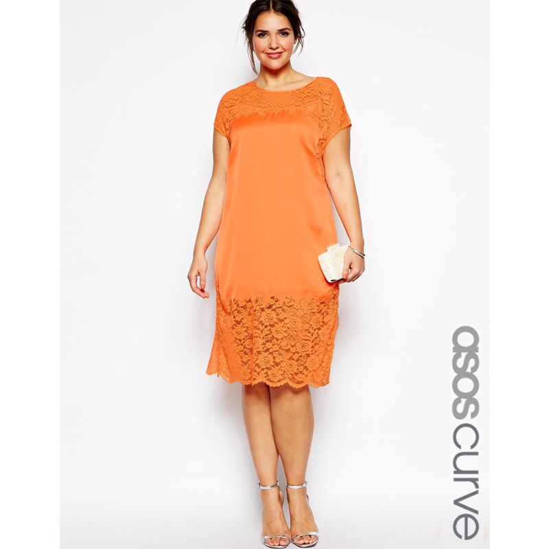 ASOS CURVE - Sheath - Kleid mit Spitze - Orange
