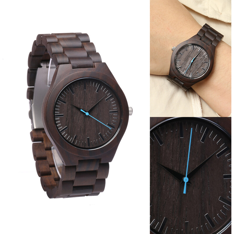Lesara Ebenholz-Armbanduhr mit farbigem Sekundenzeiger