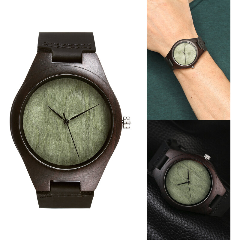 Lesara Armbanduhr aus Sandelholz & Leder - Für Herren