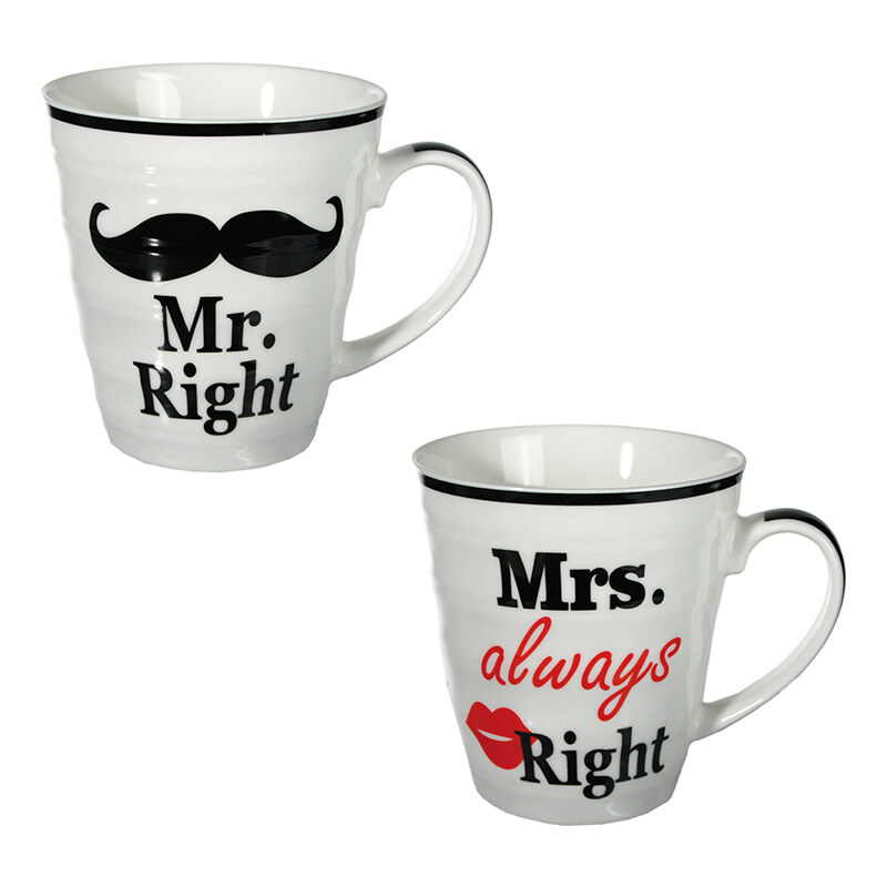 Lesara 2-teiliges Tasse-Set Mr. & Mrs. Right