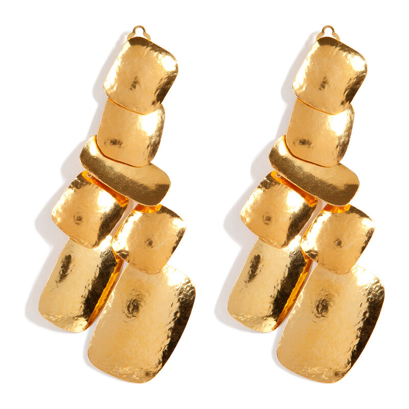Hervé van der Straeten Hammered Gold-Plated Yucata Earrings