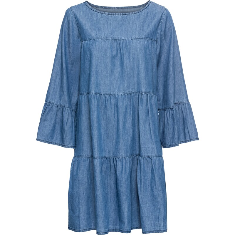 RAINBOW Kleid in Jeansoptik 7/8 Arm in blau von bonprix