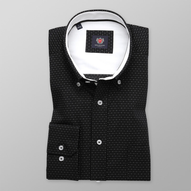 Männer Klassisches Hemd Willsoor schwarz feines Muster geometrisch