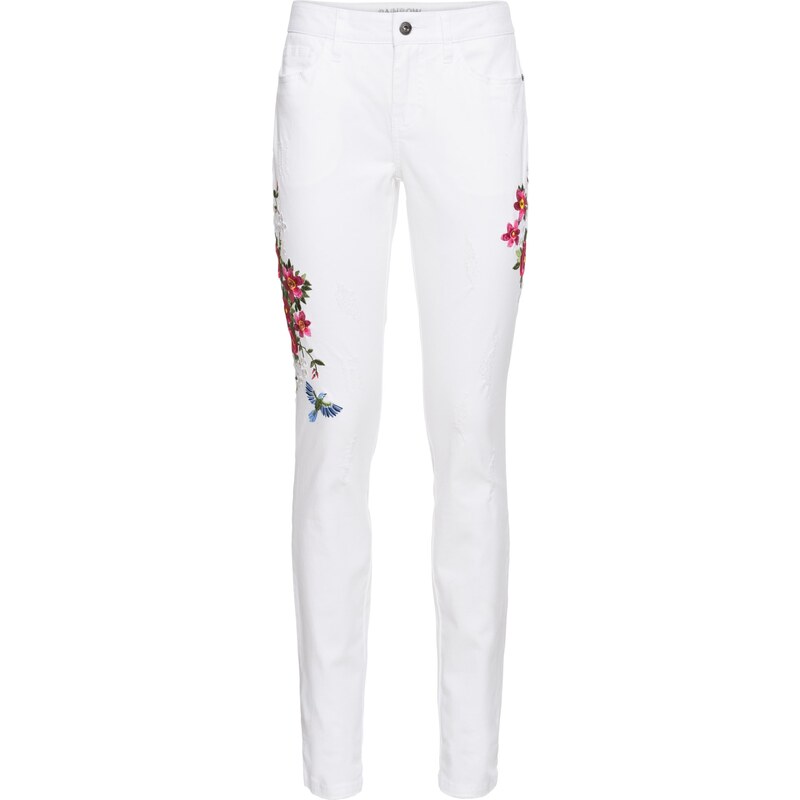 RAINBOW Jeans mit Stickerei in weiß für Damen von bonprix