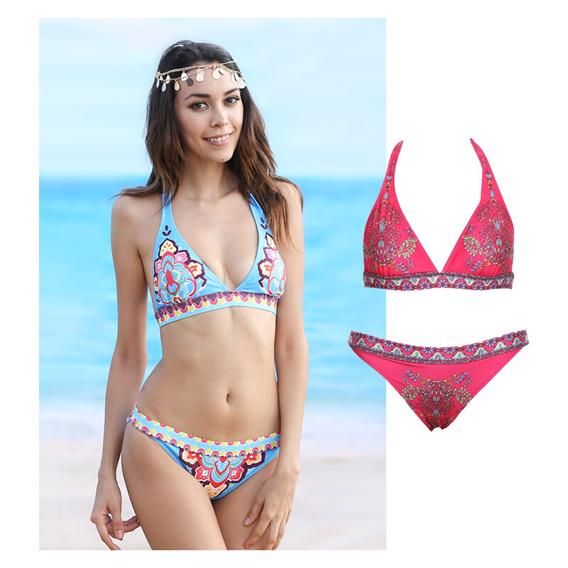 Lesara Triangel-Bikini mit Muster - Pink - M