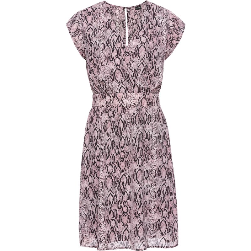 BODYFLIRT Kleid mit Wickeloptik kurzer Arm in rosa von bonprix