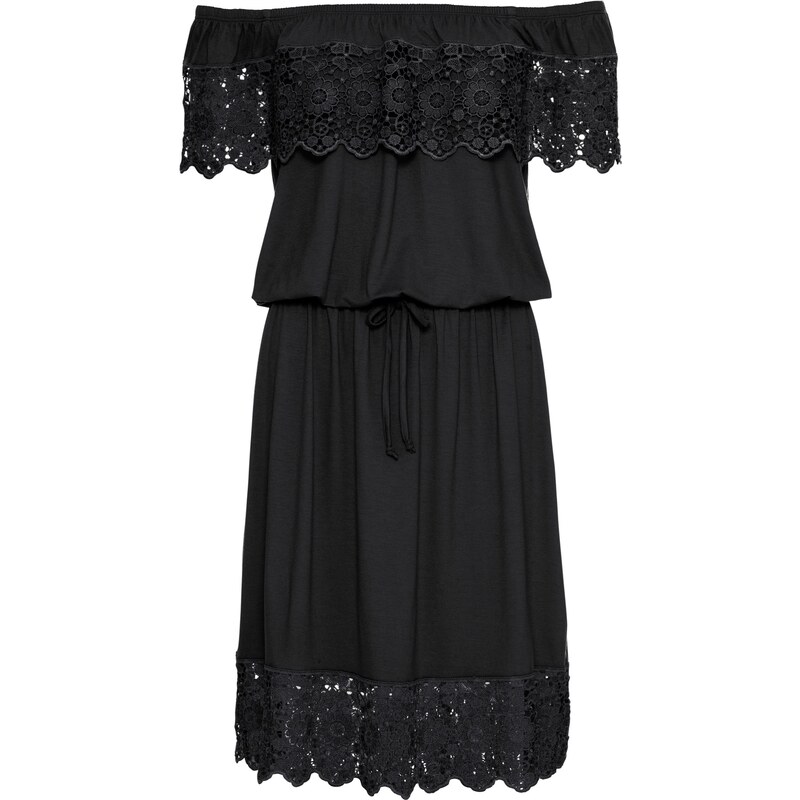 RAINBOW Kleid mit Carmenausschnitt in schwarz von bonprix