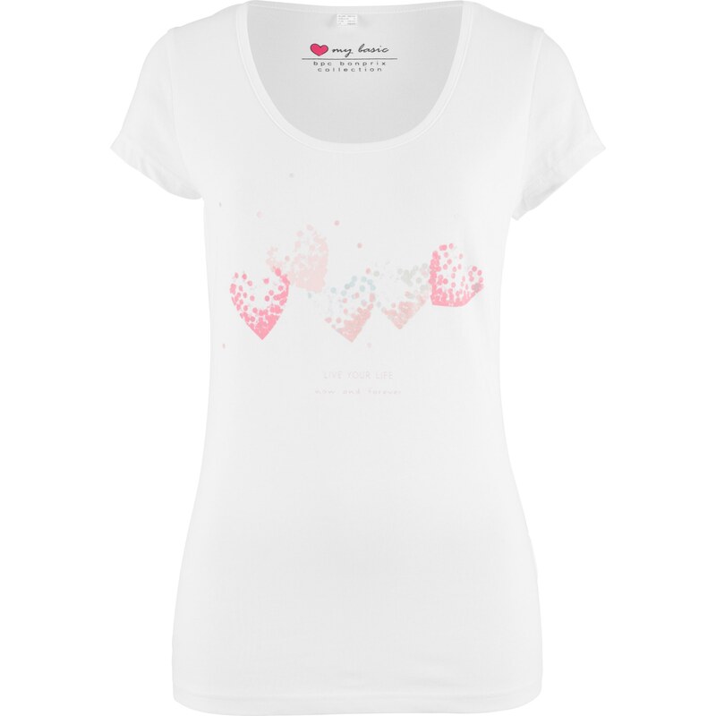 bpc bonprix collection Bedrucktes Kurzarm-Stretch-Shirt in weiß für Damen von bonprix