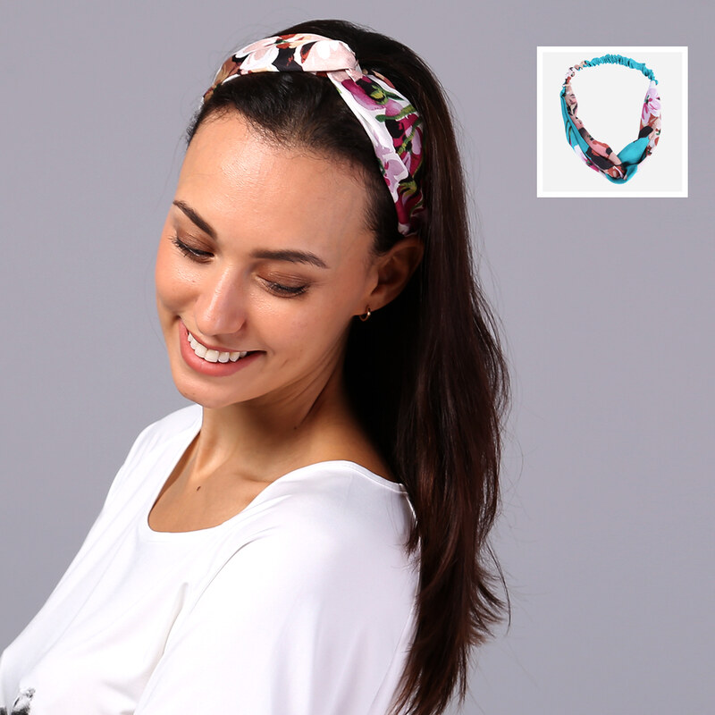 Lesara Haarband mit Blüten-Print - Türkis