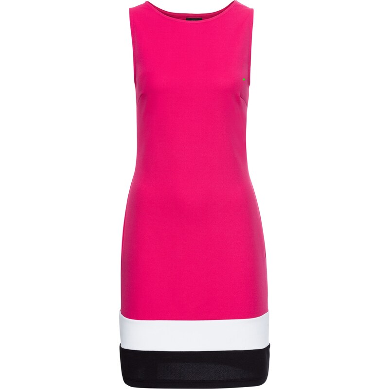 BODYFLIRT Jerseykleid mit Kontraststreifen ohne Ärmel in pink von bonprix