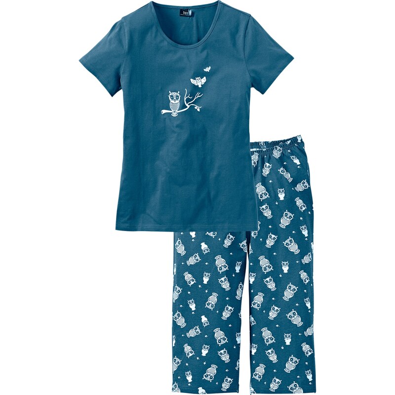 bpc bonprix collection Capri Pyjama mit kurzen Ärmeln kurzer Arm in petrol für Damen von bonprix