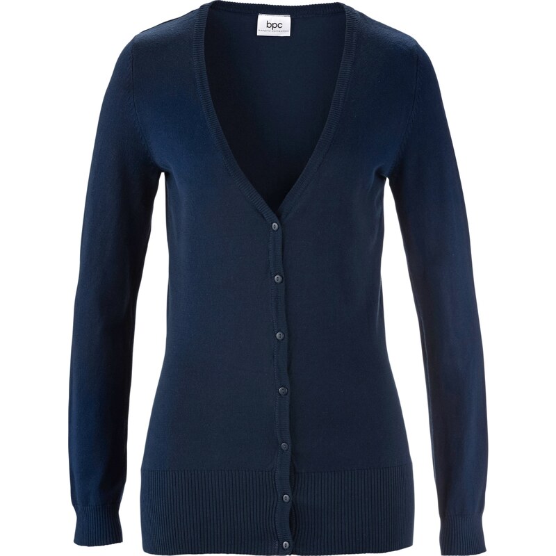 bpc bonprix collection Basic Feinstrick-Jacke langarm in blau für Damen von bonprix