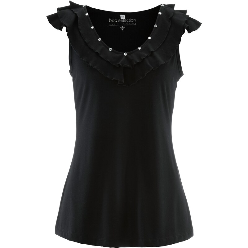 bpc selection Shirttop mit Ziersteinen ohne Ärmel in schwarz für Damen von bonprix