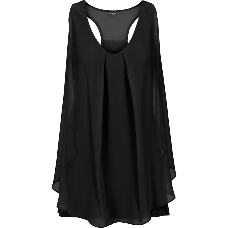 BODYFLIRT boutique Top mit Volant ohne Ärmel in schwarz für Damen von bonprix