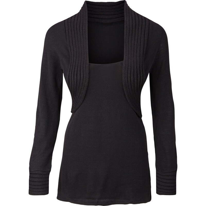 BODYFLIRT Bolero-Pullover langarm in schwarz für Damen von bonprix