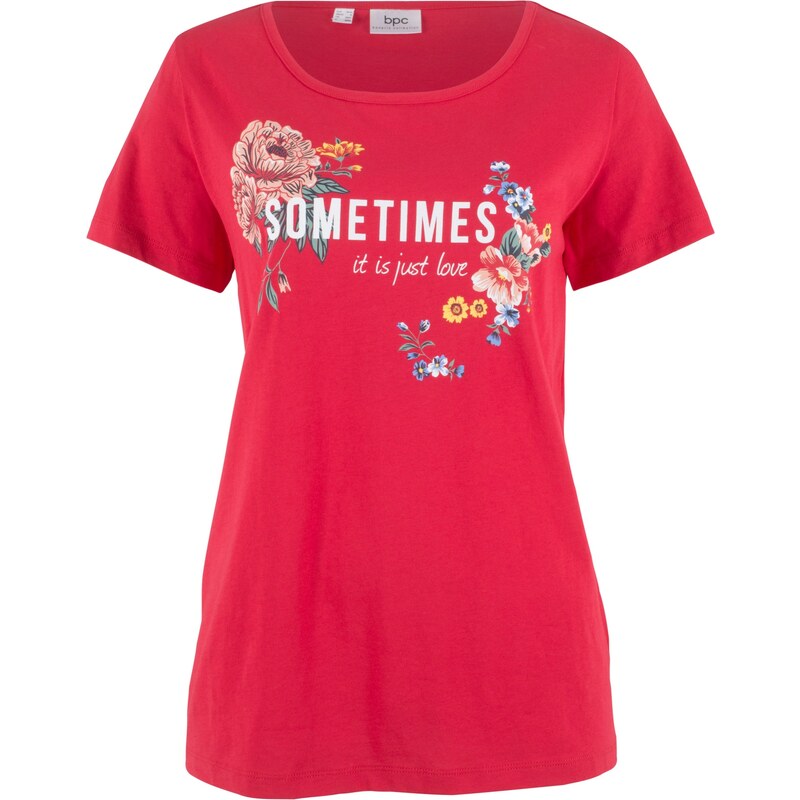 bpc bonprix collection Shirt mit Blumendruck kurzer Arm in rot für Damen von bonprix