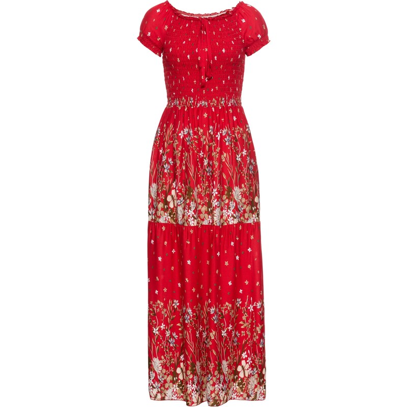 BODYFLIRT boutique Kleid mit elastischem Einsatz kurzer Arm in rot von bonprix