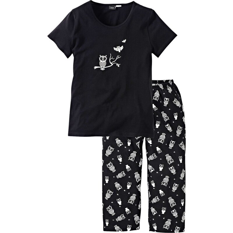 bpc bonprix collection Capri Pyjama mit kurzen Ärmeln kurzer Arm schwarz Damen bonprix