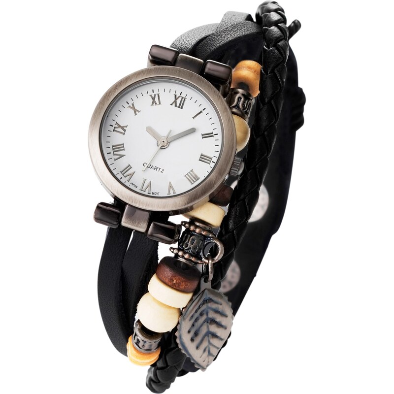 bpc bonprix collection Leder-Armbanduhr Toska in schwarz für Damen von bonprix