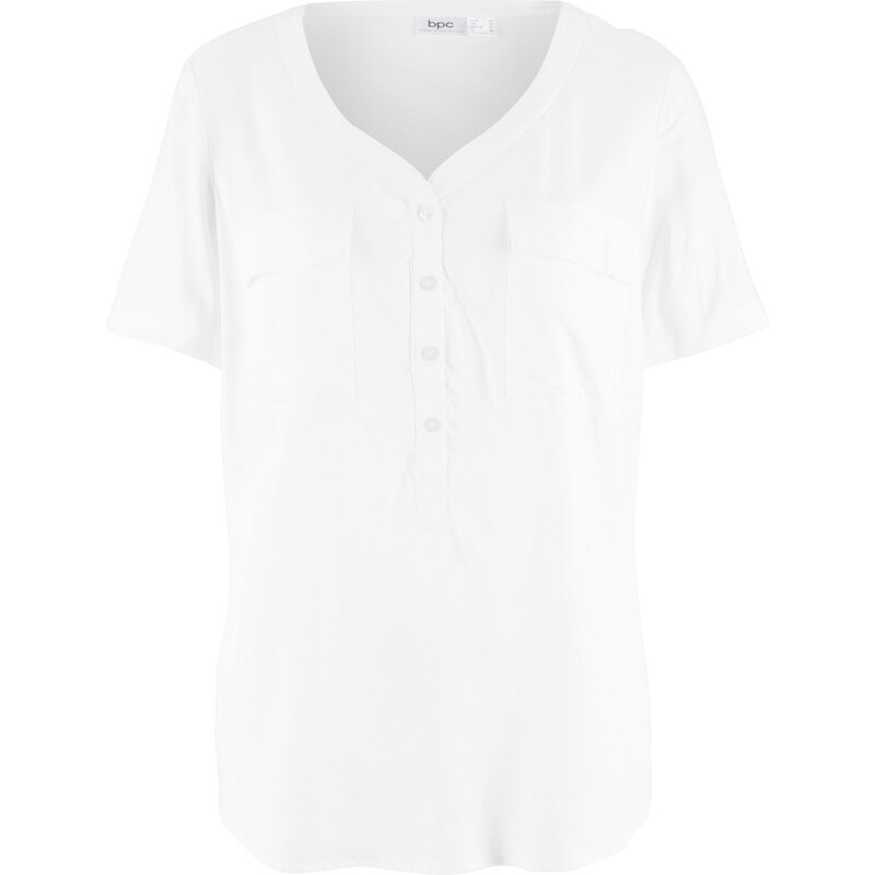 bpc bonprix collection Viskose-Bluse mit kurzen Ärmeln kurzer Arm in weiß von bonprix